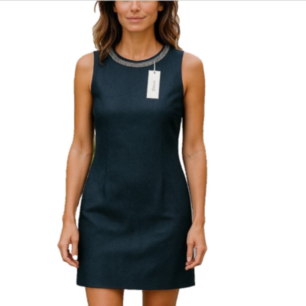 Lucy & Co Women’s Dress Size M Black Bodycon Sheath Metallic Jewel Neck NWT